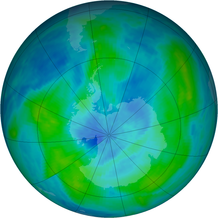Antarctic ozone map for 12 March 1985
